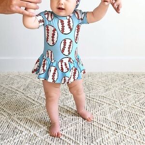 Gigi and Max Baseball Bambino Bamboo Tutu dress
